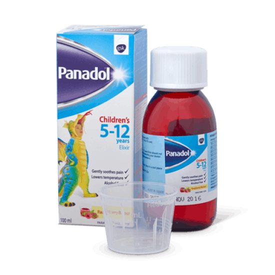 Panadol Children 5-12 Years Elixir Raspberry Flavour 100ml Panadol Children 5-12 Years Elixir Raspberry Flavour 100ml