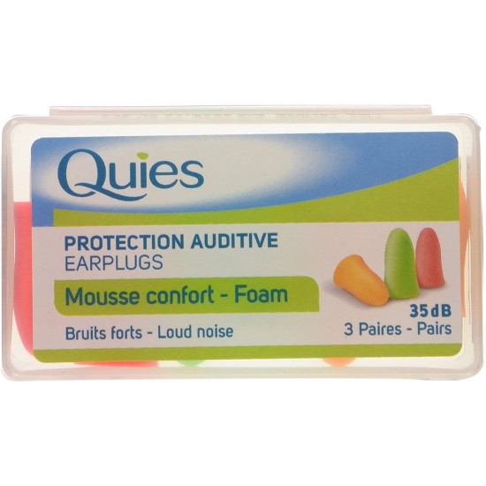 Quies Bright Colour Foam Earplugs 6 Pairs