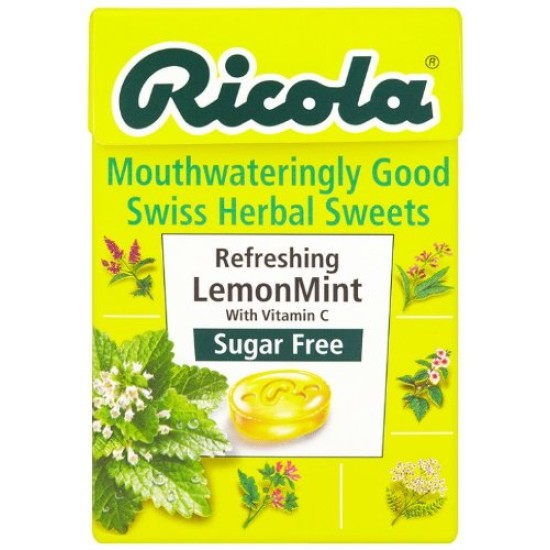 Ricola Lemon Mint Sugar Free Swiss Herbal 45g Pack Of 20 Drops