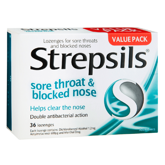 Strepsils Sore Throat And Blocked Nose 36 Lozenges
