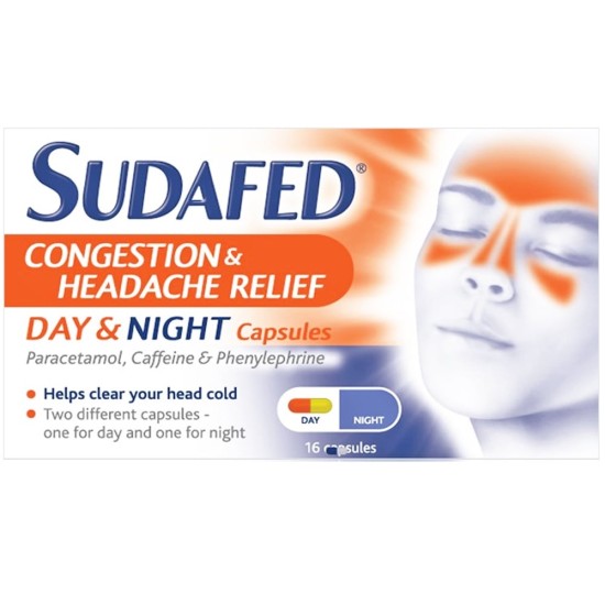 Sudafed Congestion And Headache Relief Day And  Night 16 Capsules