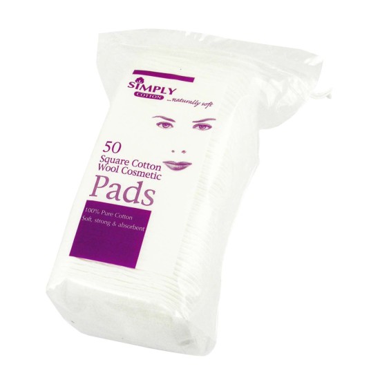 Simply Cotton  Square Cotton Wool Pads 50 Pack