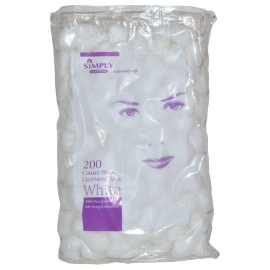 Simply Cotton Wool White Cleansing Balls 200 Balls