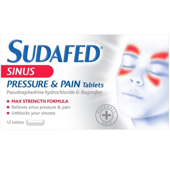 Sudafed Sinus Pressure And Pain 12 Tablets