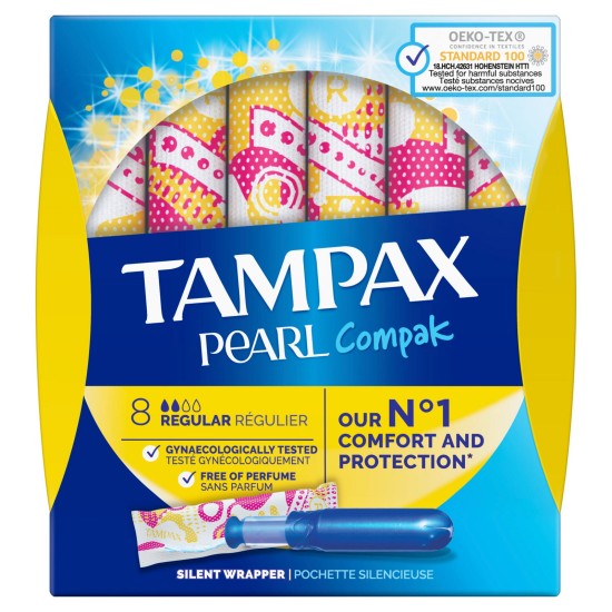 Tampax Compak Pearl Regular Applicator 8 Tampons