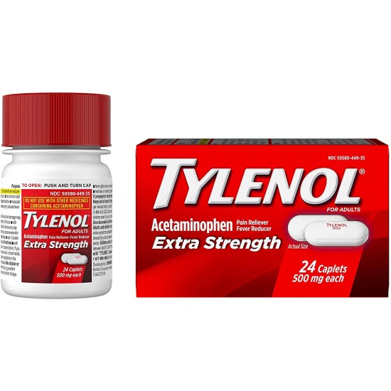 Tylenol Extra Strength Acetaminophen 500mg 24 Caplets