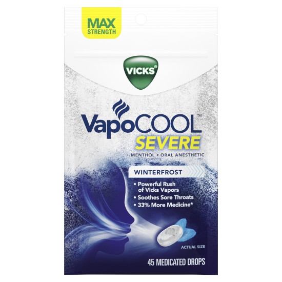 Vicks Vapocool Severe Max Strength Sore Throat 45 Medicated Drops