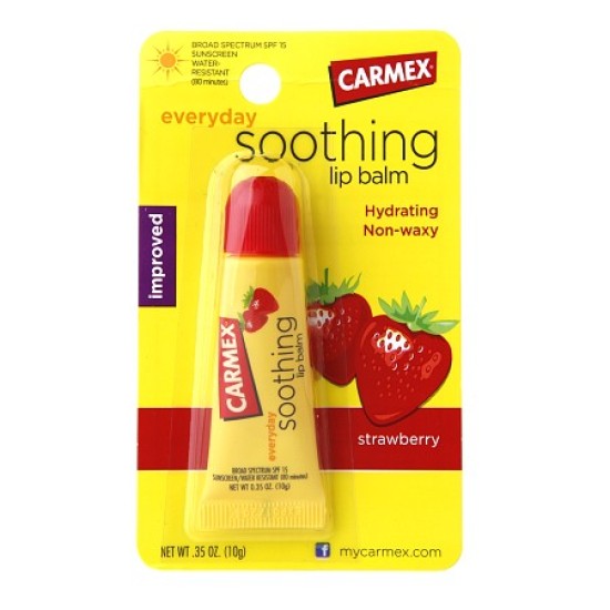Carmex Strawberry Moisturizing Lip Balm Tube Spf15 10g