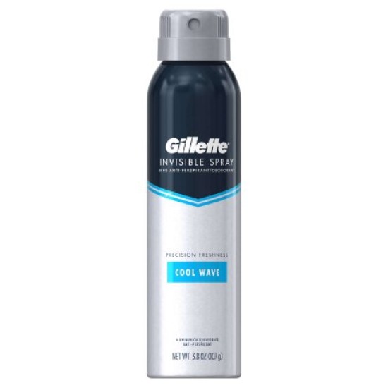 Gillette Cool Wave Invisible Spray Antiperspirant And Deodorant 3.8oz