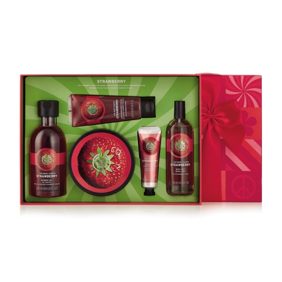 The Body Shop Strawberry Essential Collections Bath And Body Gift Set 5 Pc