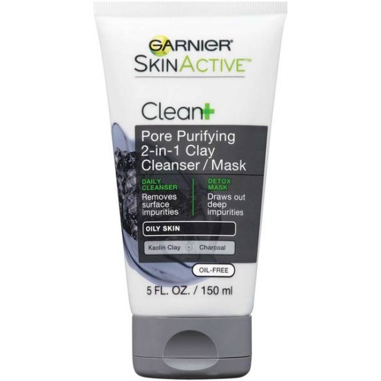Garnier Skinactive Clean+ Pore Purifying 2-in-1 Clay Cleanser/mask 5oz