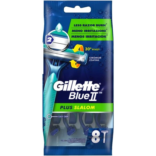 Gillette Blue II Plus Slalom Disposable Razors 8 Pack
