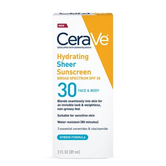 Cerave Hydrating Sheer Sunscreen Broad Spectrum SPF 30