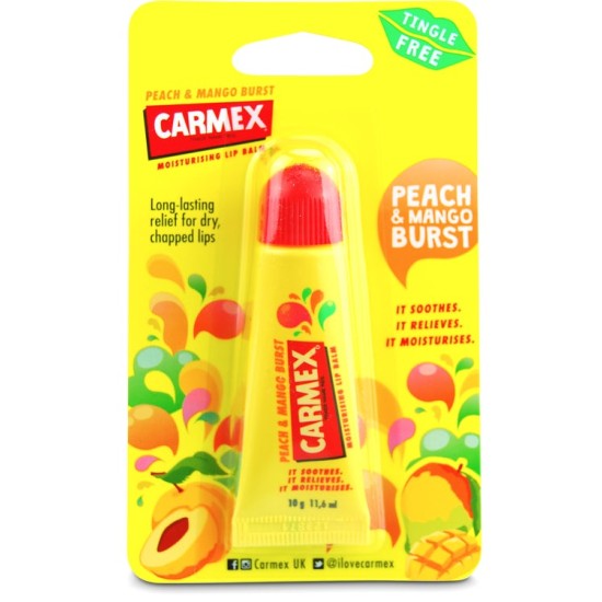 Carmex Peach And Mango Burst Lip Balm Tube 10g