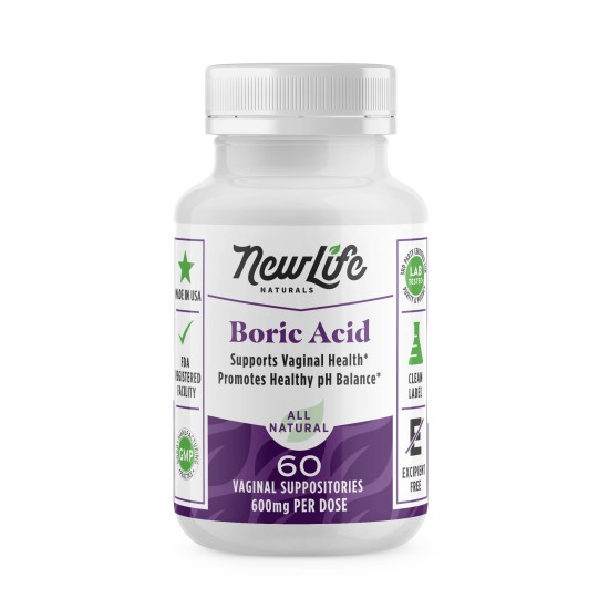 NewLife Naturals Boric Acid Vaginal Suppositories - 600mg