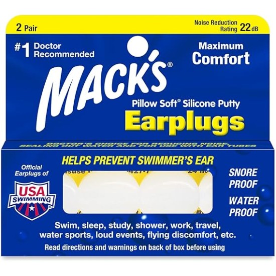 Mack's Pillow Soft Silicone Putty Earplugs 2 Pair