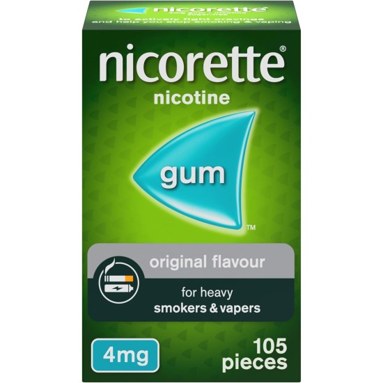 Nicorette Original Flavour 4mg Gum Nicotine 105 Pieces Nicorette Original Flavour 4mg Gum Nicotine 105 Pieces