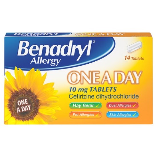 Benadryl One A Day Relief Cetirizine 14 Tablets
