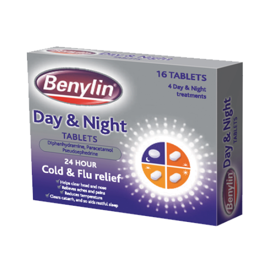 Benylin Day And Night 24 Hour Cold And Flu Relief 16 Tablets