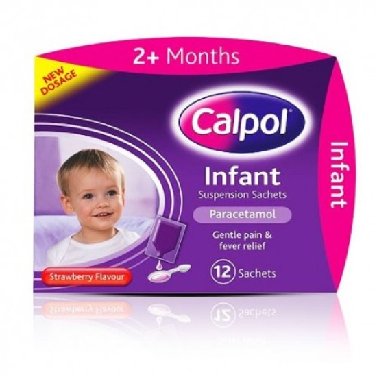 Calpol Infants 2 Plus Months 120mg/5ml Strawberry Flavour Suspension 12 Sachets