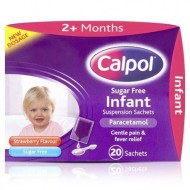 Calpol Infants 2 Plus Months Sugar Free Strawberry Flavour Suspension 12 Sachets