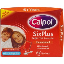Calpol Six Plus Sugar Free Strawberry Flavour Suspension In Sachets 12x5ml