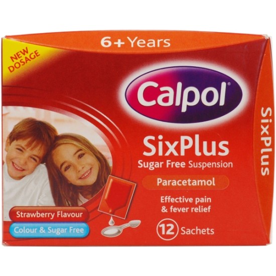 Calpol Six Plus Sugar Free Strawberry Flavour Suspension In Sachets 12x5ml Calpol Six Plus Sugar Free Strawberry Flavour Suspension In Sachets 12x5ml