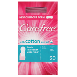 Carefree Normal with Cotton Extract Panty Liners, Pack of 20, White Carefree Normal with Cotton Extract Panty Liners, Pack of 20, White