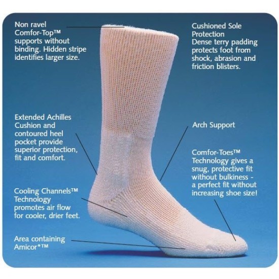 Iomi Footnurse Men's White Diabetic Socks Size 6-8.5