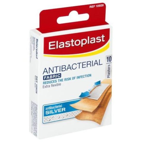 Elastoplast Antibacterial Silver Healing 10 Fabric Plasters Elastoplast Antibacterial Silver Healing 10 Fabric Plasters