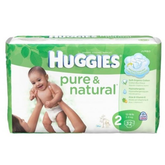 Huggies Pure And Natural Diapers 3-6kg 32 Diapers