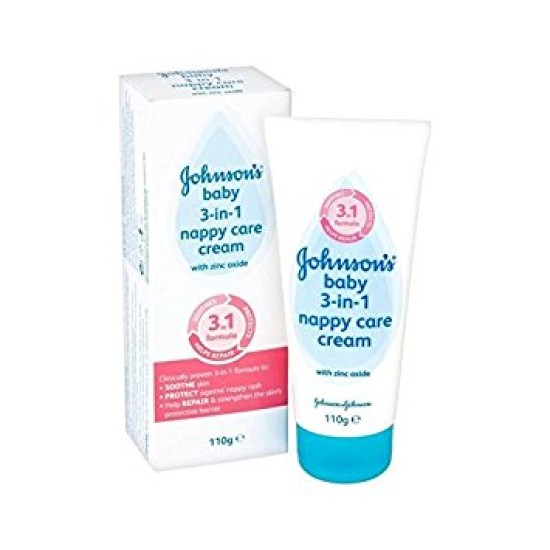Johnsons Baby 3 In 1 Nappy Care Cream 110g