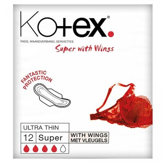 Kotex Ultra Thin Super  With Wings 12 Pads