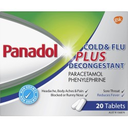 Panadol Cold & Flu + Decongestant 500mg 20 Pack