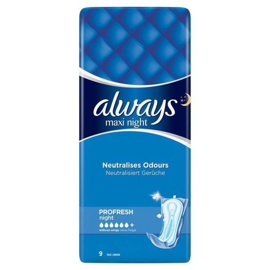 Always Maxi Night Profresh Sanitary Pad Liners 9 Pieces