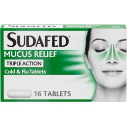 Sudafed Mucus Relief Triple Action Cold & Flu 16 Tablets