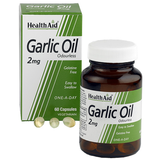 Health Aid Garlic Oil 2mg Odourless 60 Vegan Capsules