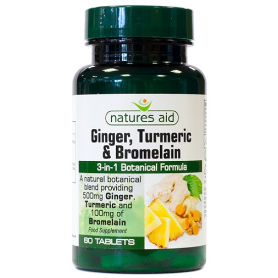 Natures Aid Ginger Turmeric And Bromelain 60 Tablets