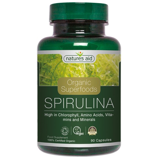 Natures Aid Organic Spirulina 500mg 90 Capsules