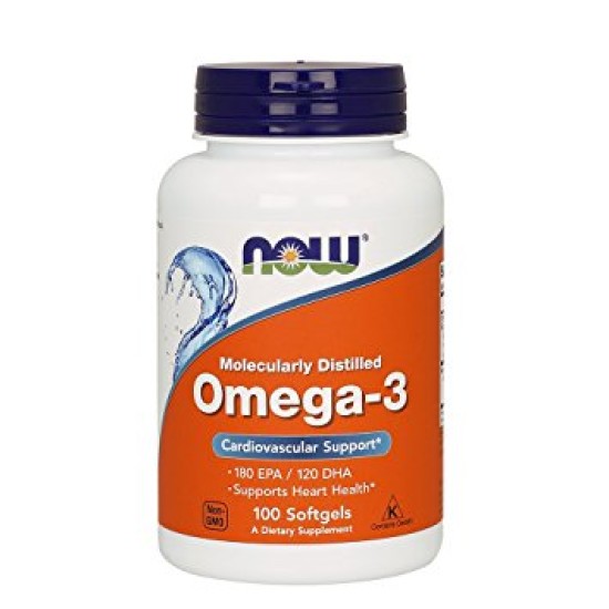 Now Foods Omega-3 Molecularly Distilled Fish Oil 100 Softgels