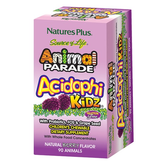 Natures Plus Animal Parade Acidophikidz Berry Flavour 90 Chewable Tablets