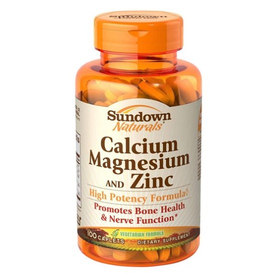 Sundown Naturals Calcium Magnesium And Zinc Supplement 100 Caplets