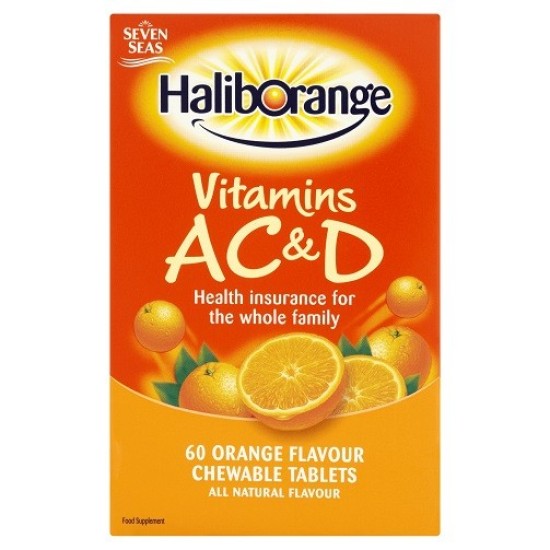 Seven Seas Haliborange Vitamins A C And D 60 Orange Flavour Tablets
