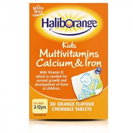 Seven Seas Haliborange Multivitamins Calcium & Iron 30 Orange Chewable Tablets