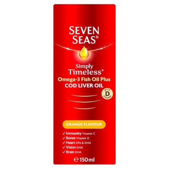 Seven Seas Omega-3 Fish Oil Plus Cod Liver Oil Orange Flavor Liquid 150ml