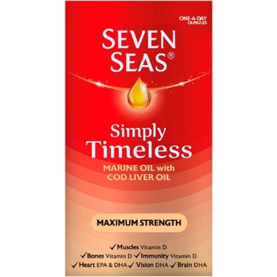 Seven Seas Simply Timeless Maximum Strength Marine Oil With Cod Liver Oil 30capsules