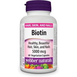 Webber Naturals Biotin 5000mcg Caps 60`s Webber Naturals Biotin 5000mcg Caps 60`s