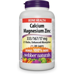 Webber Naturals Calcium with Magnesium and Zinc 200 Caplets