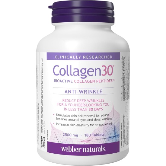 Webber Naturals Collagen30 Anti-Wrinkle 2,500mg Collagen Peptides 180 Tablets