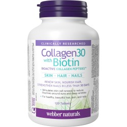Webber Naturals Collagen30 with Biotin 2,500 mg of Collagen Peptides 120 Tablets
